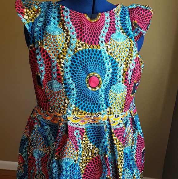 Embroidered African Prints Dress - Picture 2 of 8